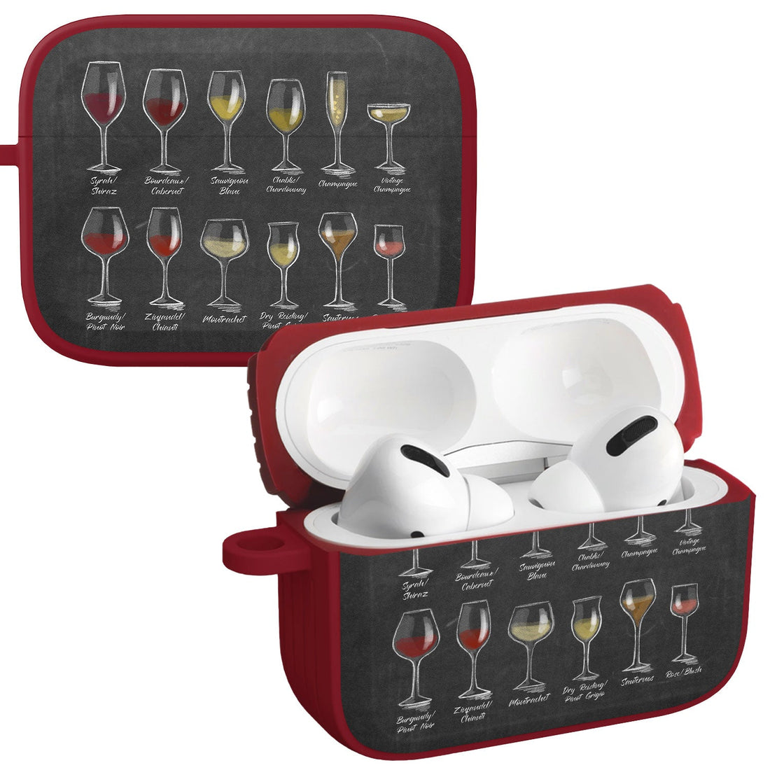 Wine, Beer & Booze AirPods Pro 1 & 2 Protective Case with Carabiner