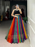 Multicolor pure rayon printed lehenga choli with Gota Patti embellishments for Navratri