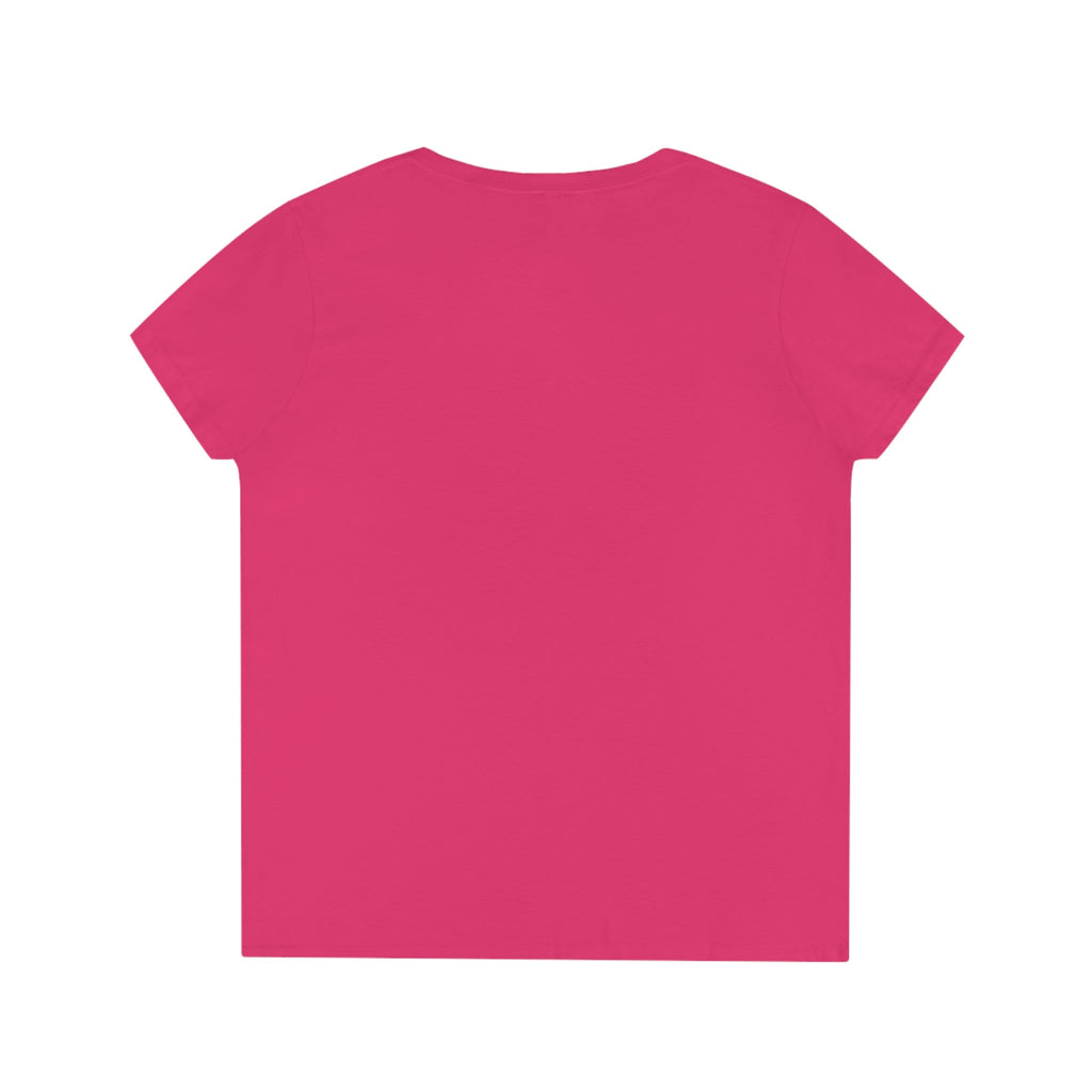 Women's V-Neck Cotton T-Shirt with 3 Hearts Print