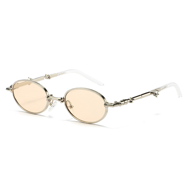 Foldable Small Frame Sunglasses with Tinted Lenses for Women