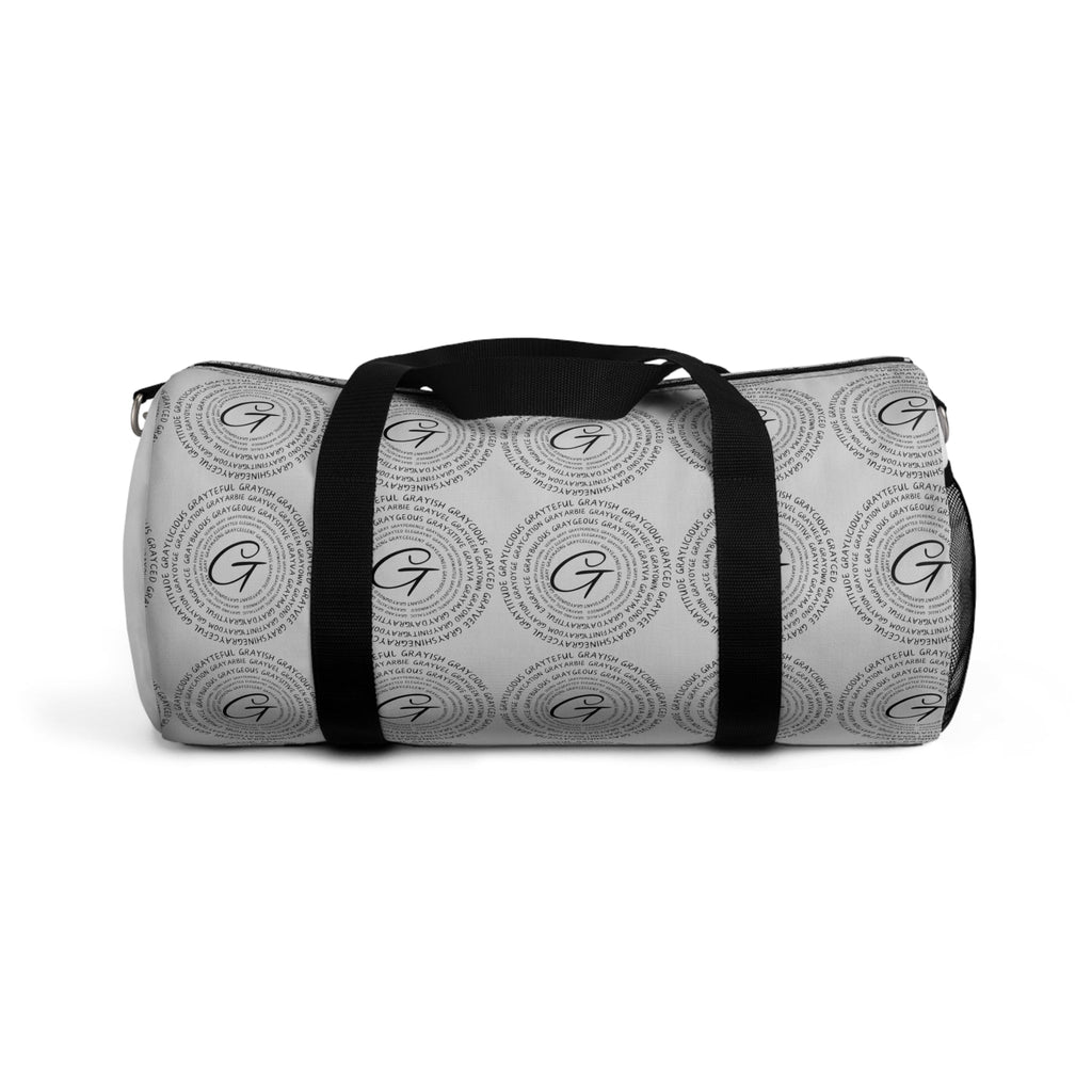 Custom printed lightweight polyester Oxford canvas duffel bag with black adjustable shoulder strap