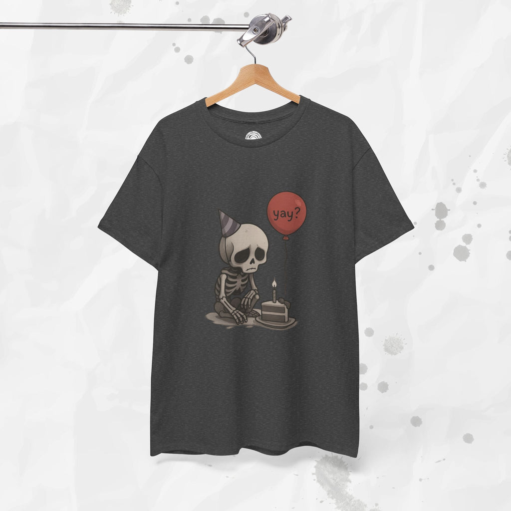 Yay? Skeleton Birthday Graphic T-Shirt - Available in Grey and Red - Image 24