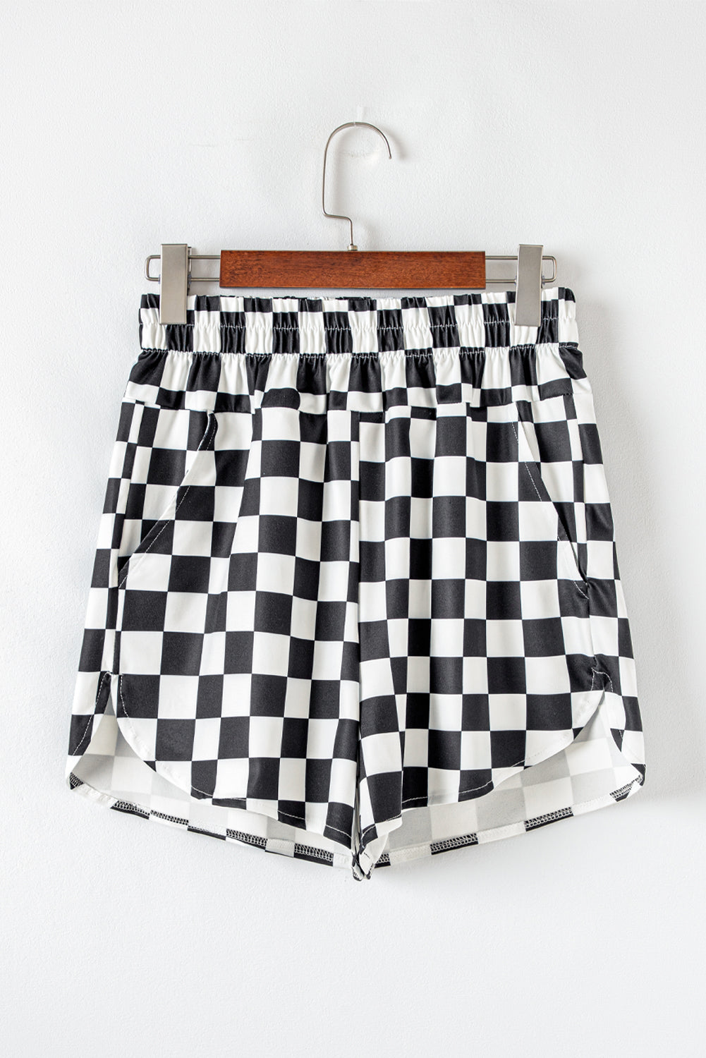 Checker High Waist Casual Shorts