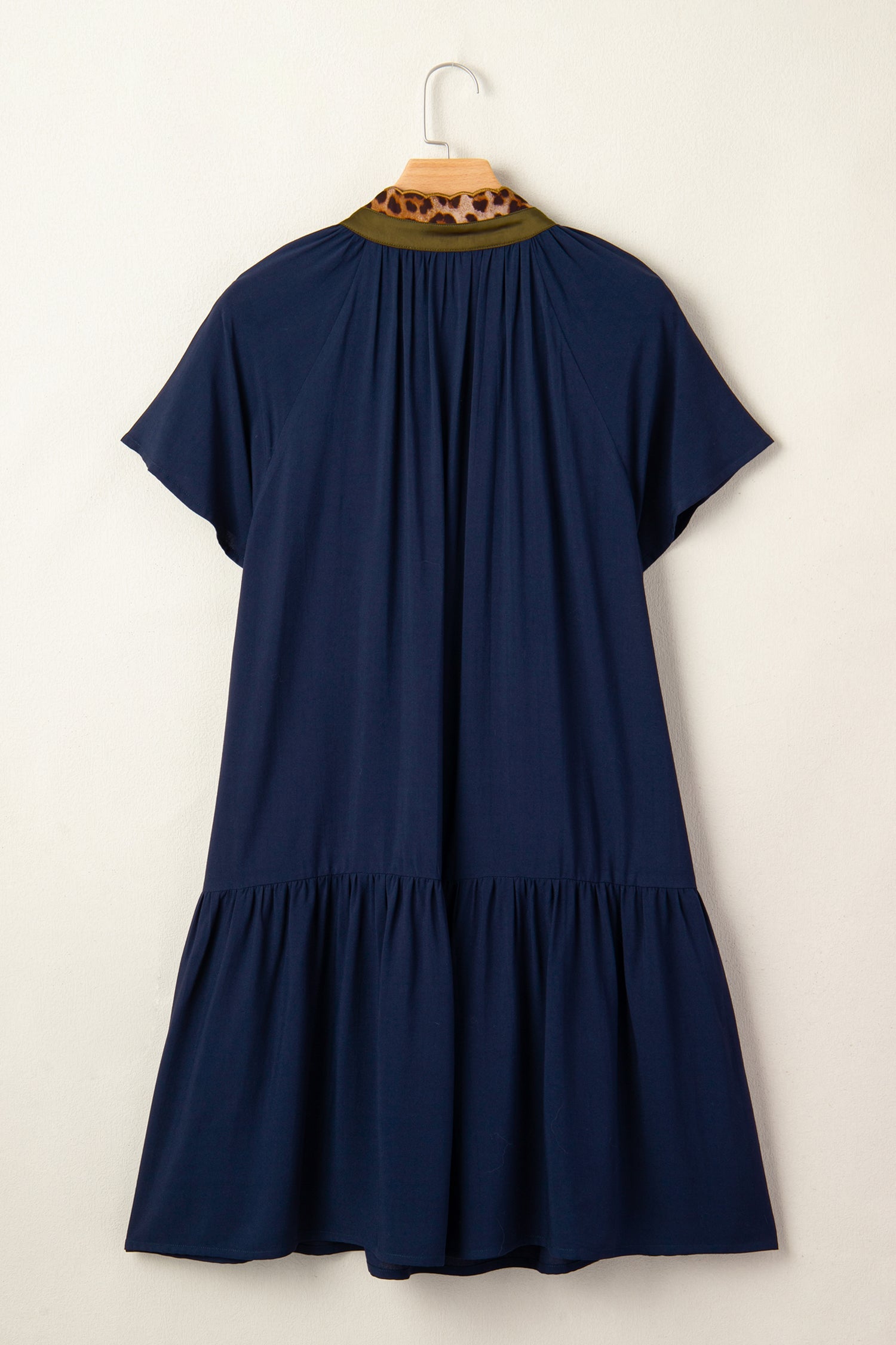 Leopard Metallic Trim Button Short Sleeve Tunic