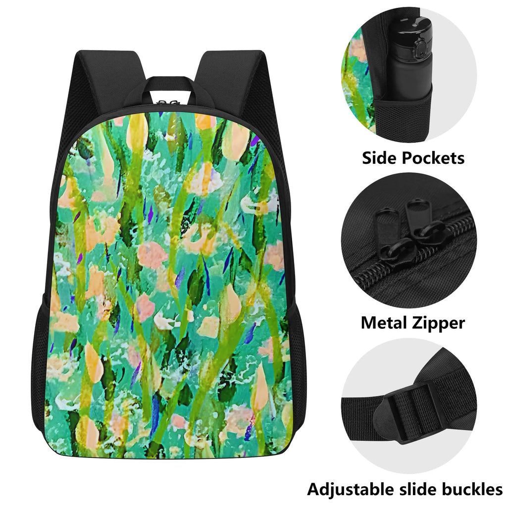 Turquoise & Yellow 17 Inch School Backpack