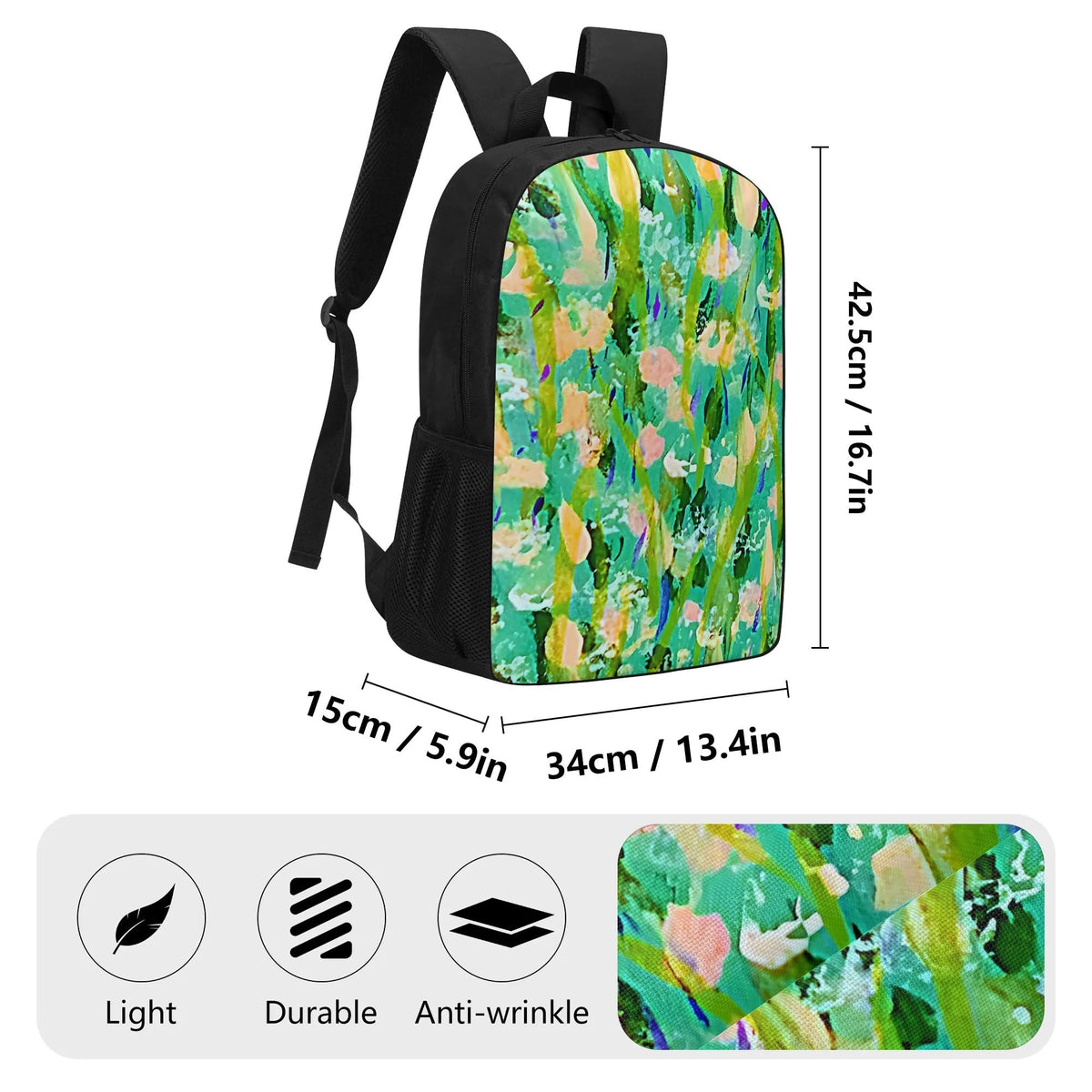 Turquoise & Yellow 17 Inch School Backpack