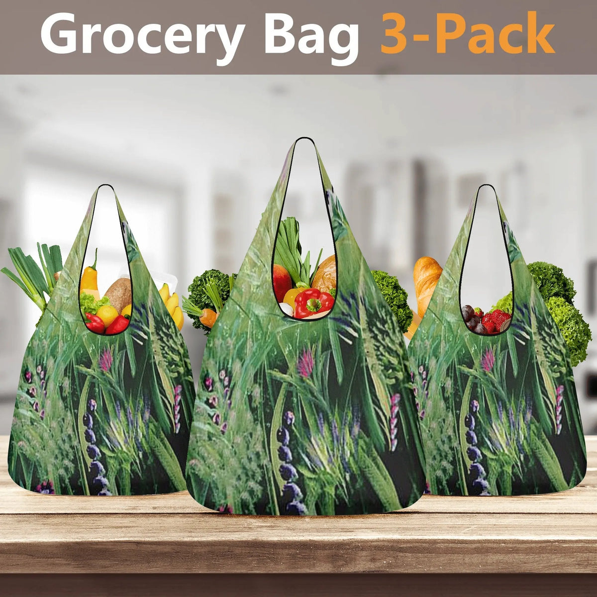 Wildflower Meadow Grocery Bags (Set of 3)