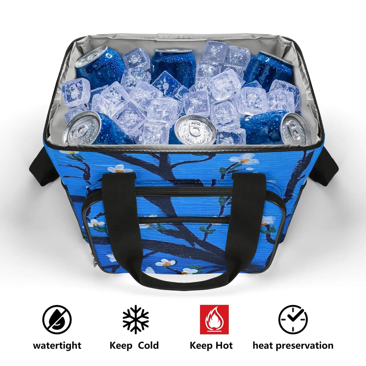 White Blossom Insulated Picnic Cooler Bag