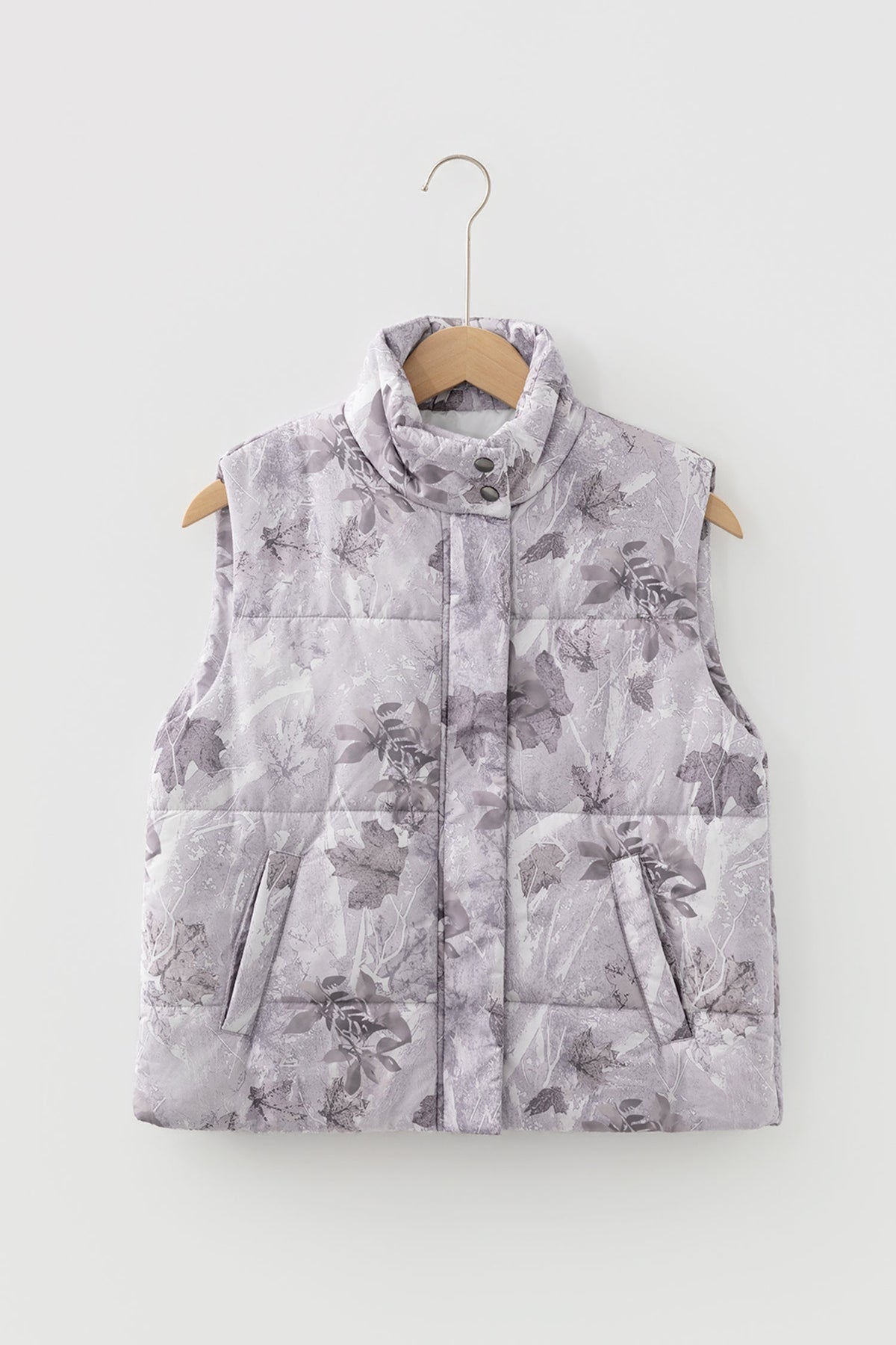 Woodland Camo Collared Sleeveless Puffer Vest