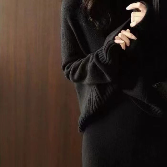 Fashion Women's Knit Two Piece Set Loose Cozy Chic Skirt
