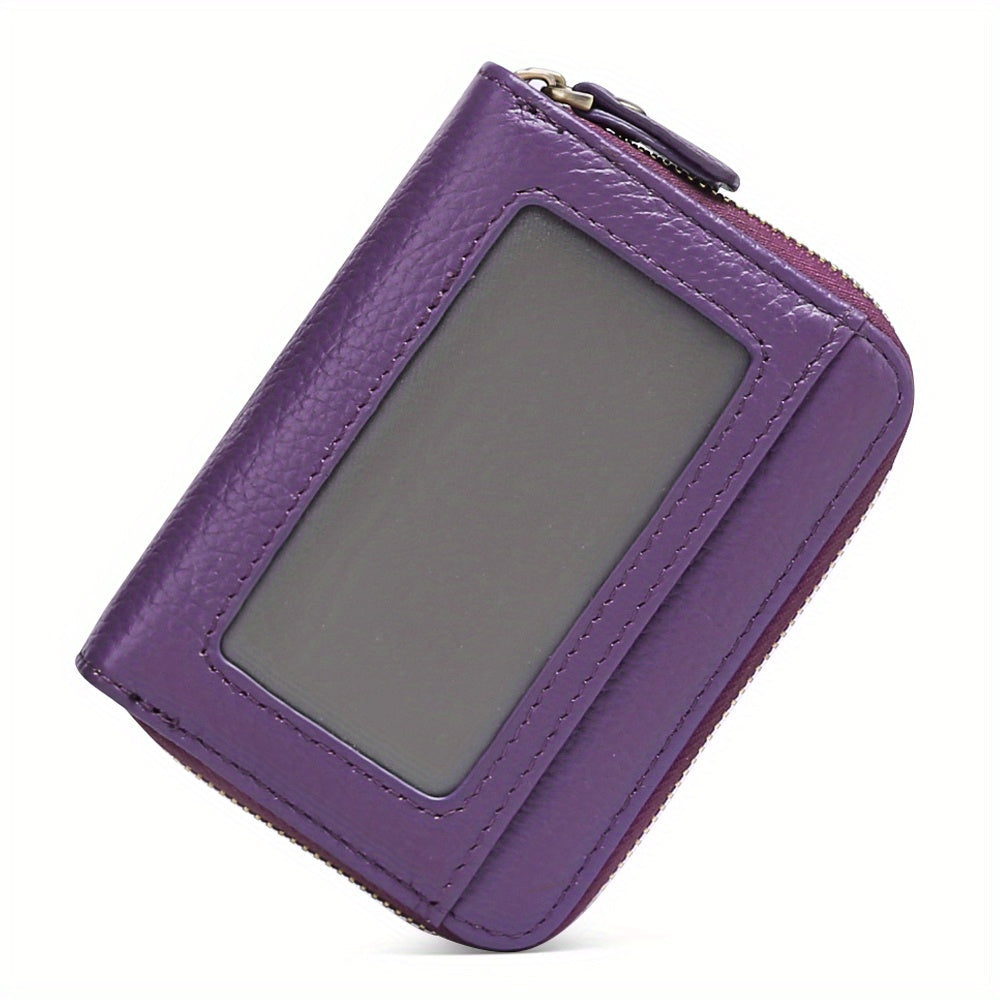 Genuine Leather RFID Wallet Small Zipper Card Holder