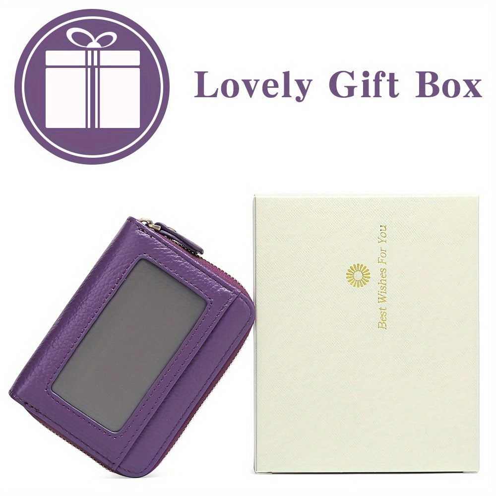 Genuine Leather RFID Wallet Small Zipper Card Holder