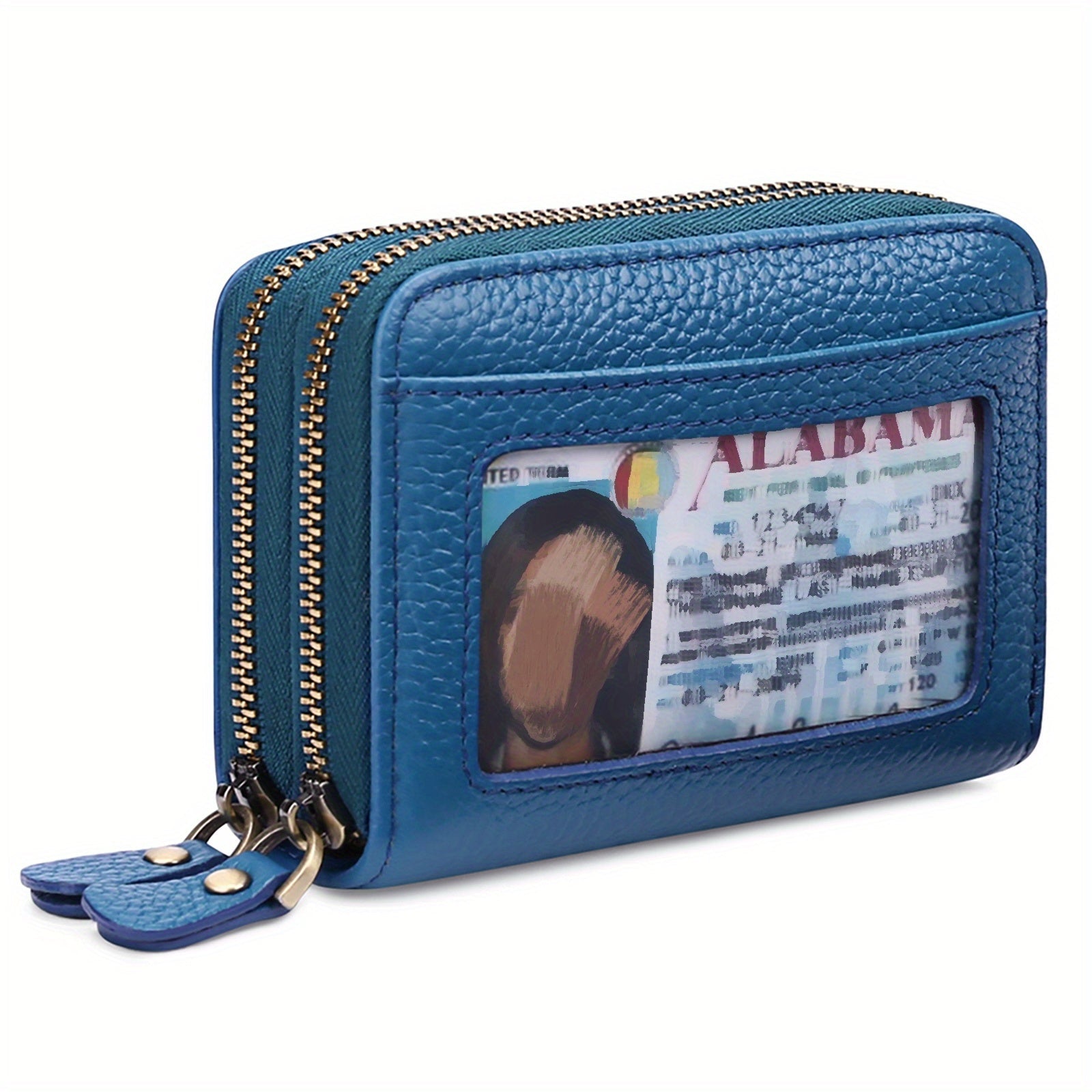 Genuine Leather RFID Wallet Small Zipper Card Holder