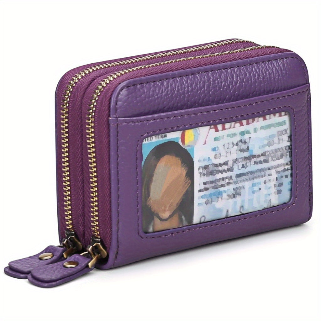 Genuine Leather RFID Wallet Small Zipper Card Holder