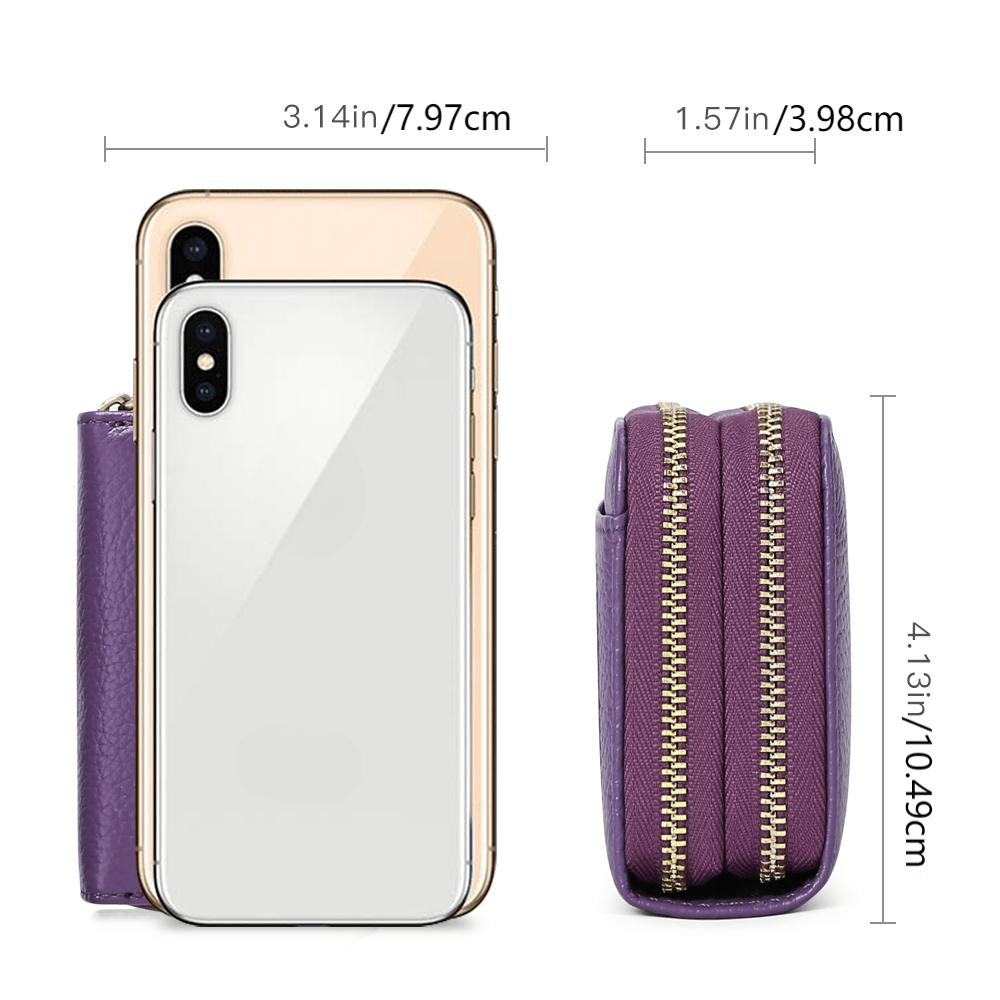 Genuine Leather RFID Wallet Small Zipper Card Holder