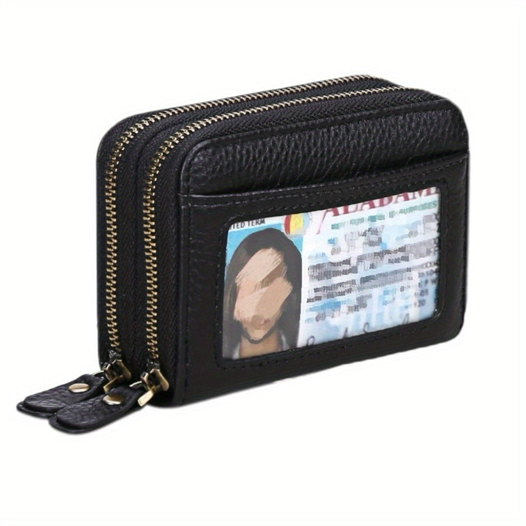 Genuine Leather RFID Wallet Small Zipper Card Holder