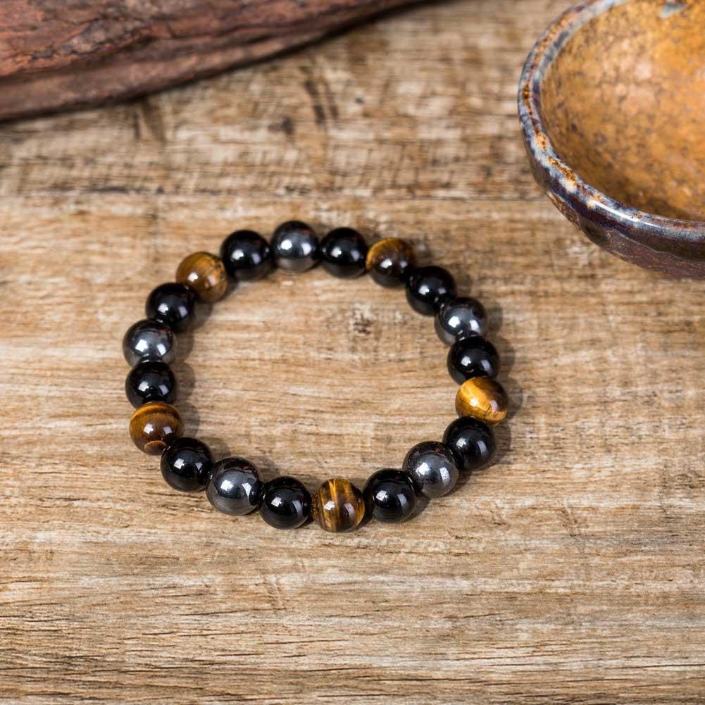 Tiger Eye & Hematite Beaded Bracelet - Earth Tone Spiritual Jewelry