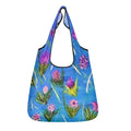Pink Flowers on Blue Grocery Bags (Set of 3)