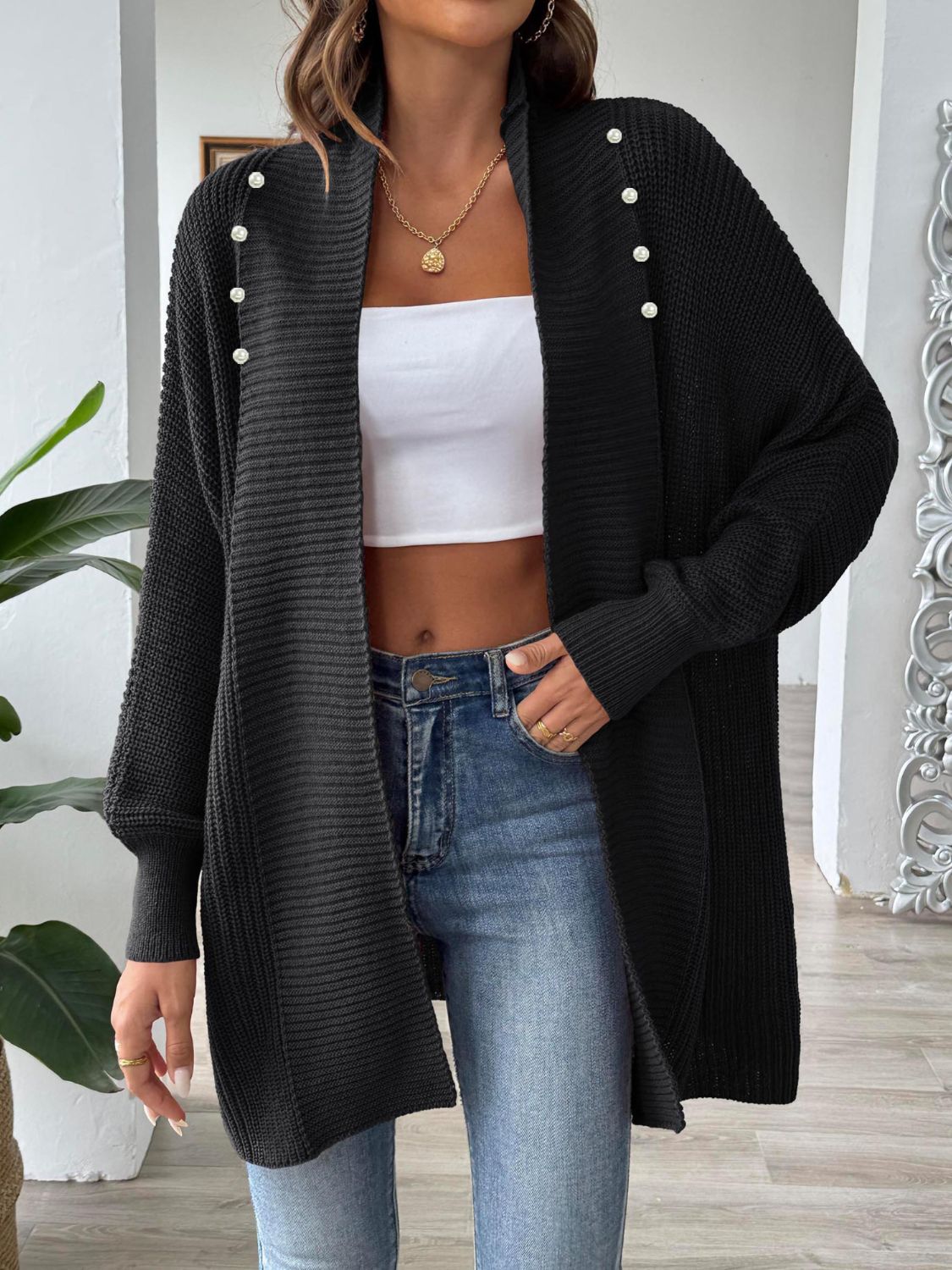 Women's Open Front Long Sleeve Knit Cardigan Lightweight Layer