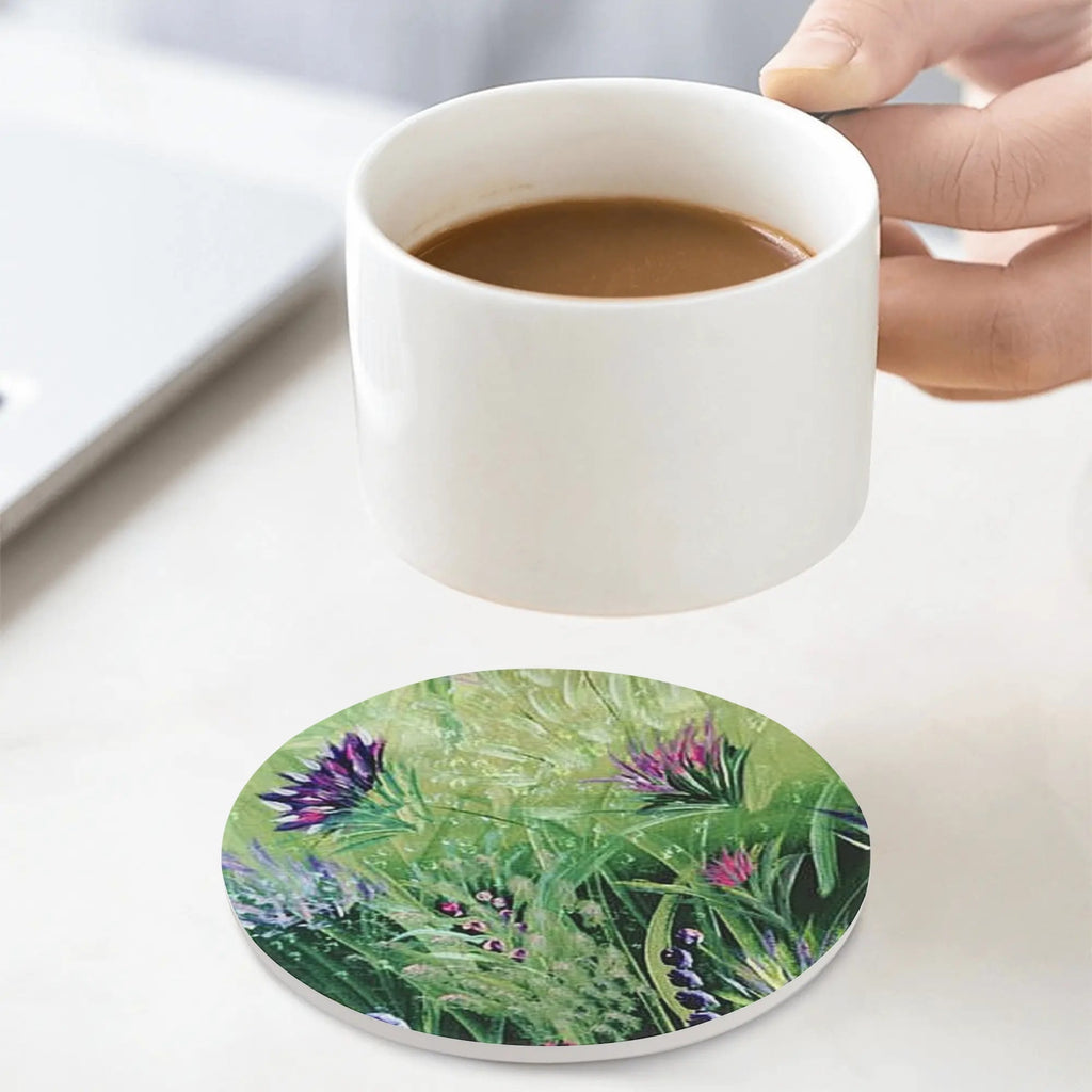 Wildflower Meadow Round Ceramic Coasters (Set of 4)