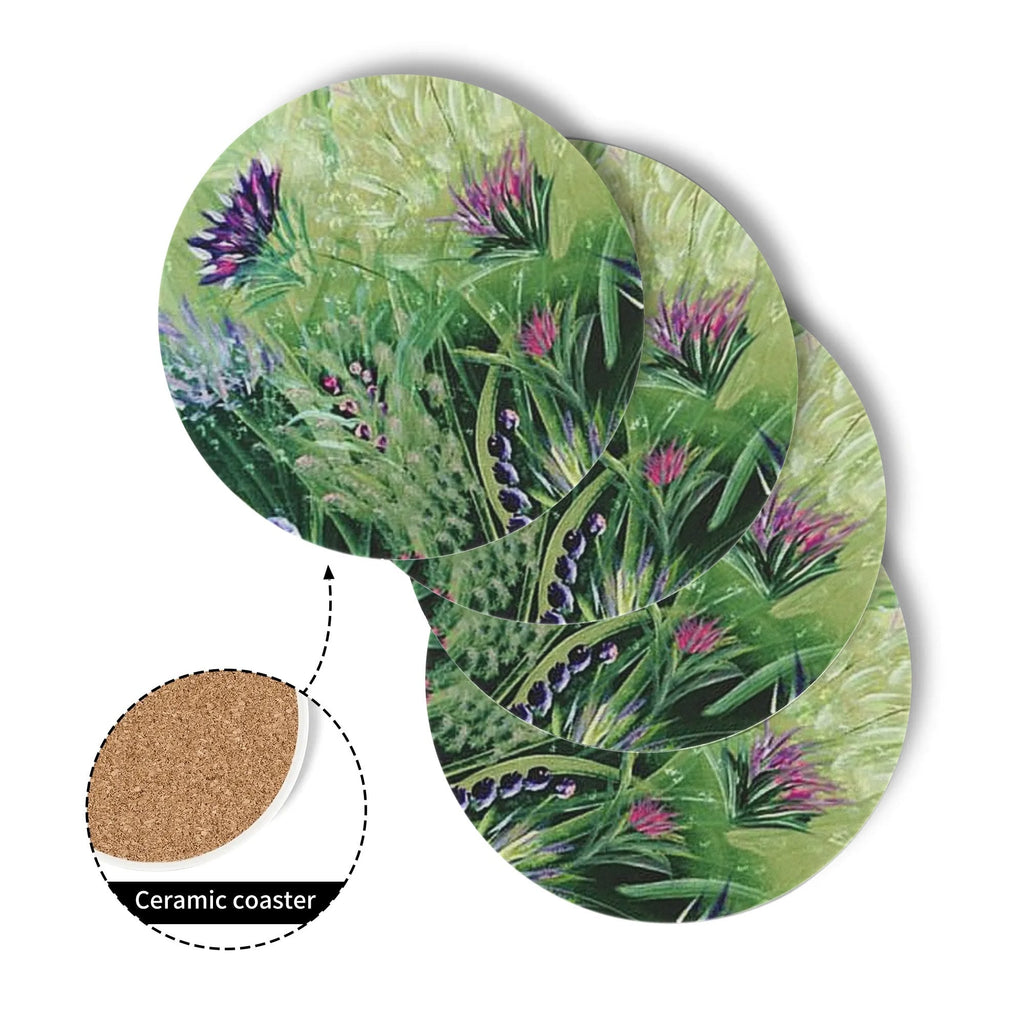 Wildflower Meadow Round Ceramic Coasters (Set of 4)