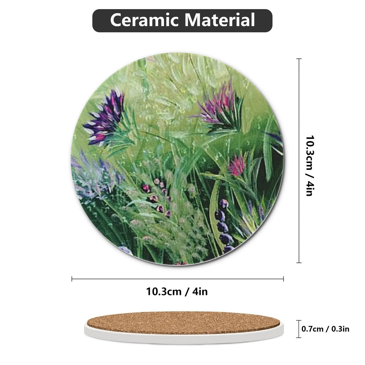 Wildflower Meadow Round Ceramic Coasters (Set of 4)