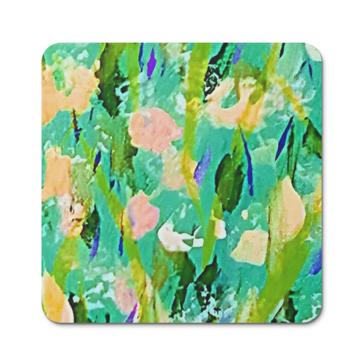 Turquoise & Yellow Rubber Coasters (Set of 4)