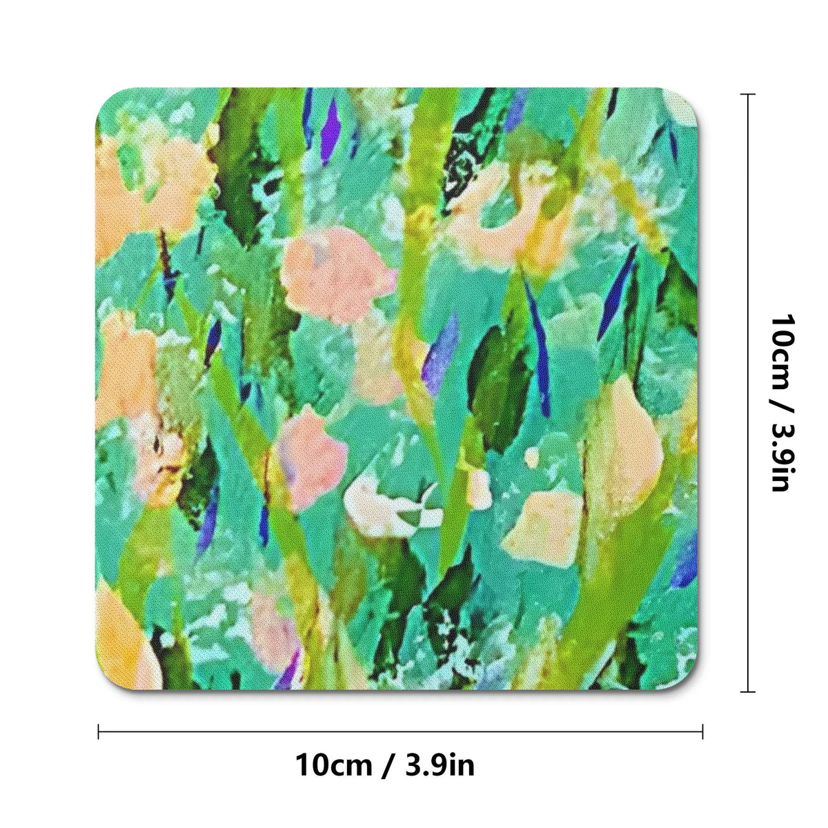 Turquoise & Yellow Rubber Coasters (Set of 4)