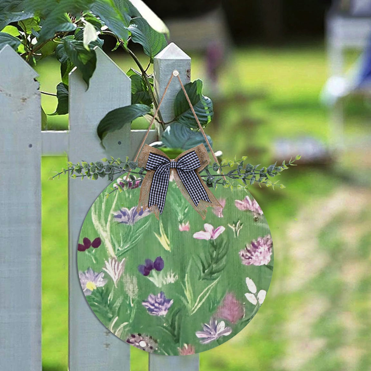 Floating Flowers Round Door Sign