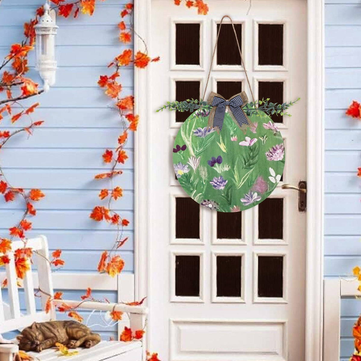 Floating Flowers Round Door Sign