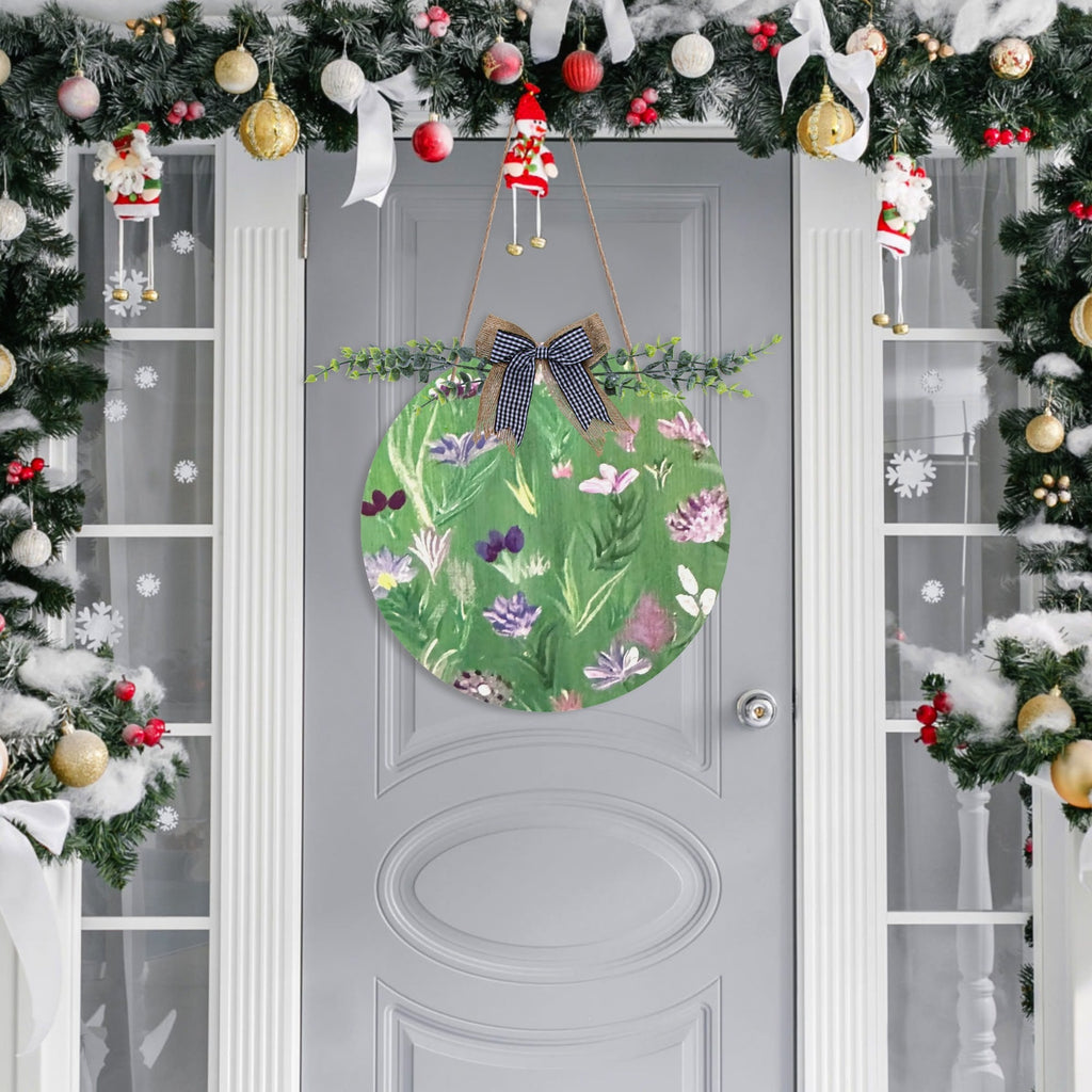 Floating Flowers Round Door Sign