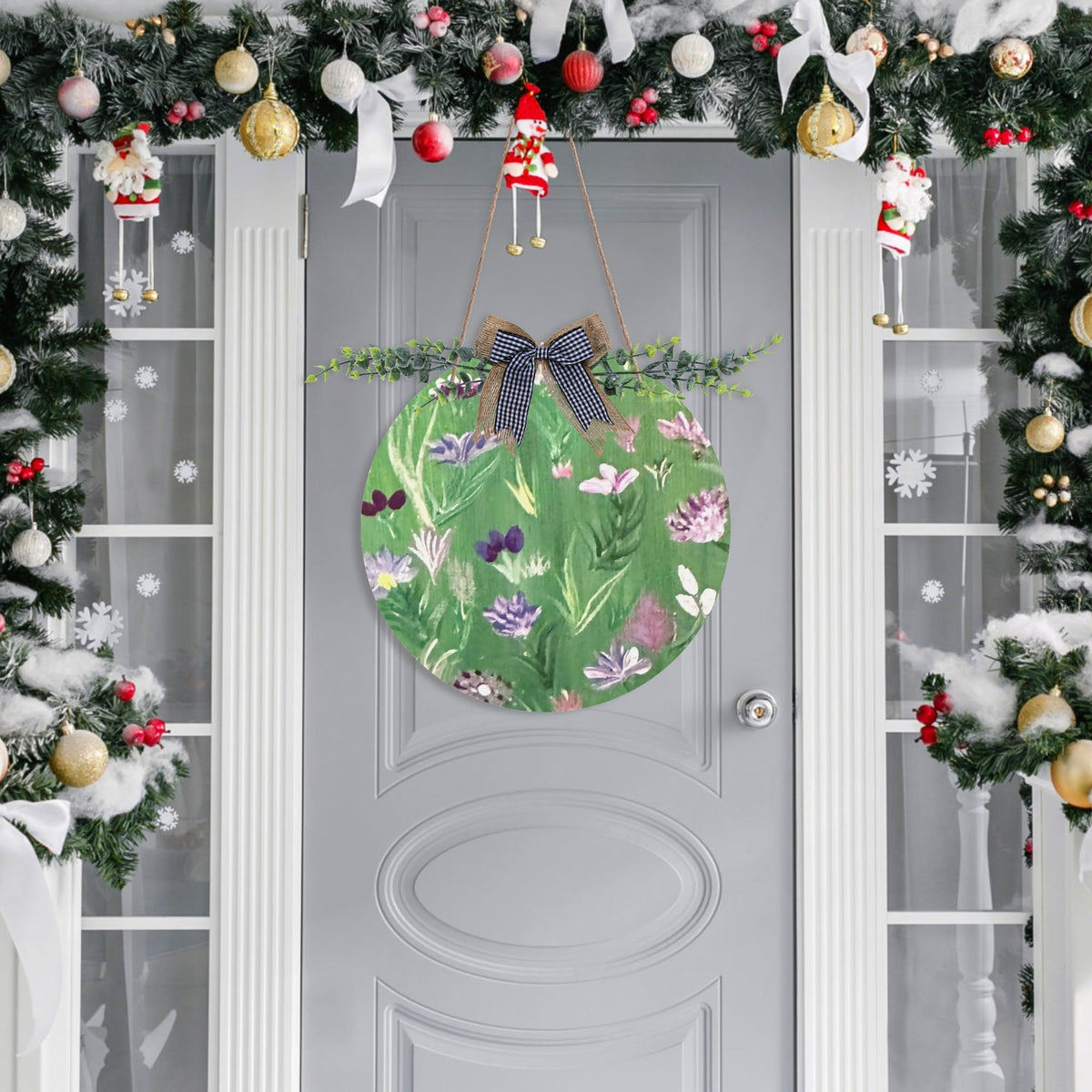 Floating Flowers Round Door Sign