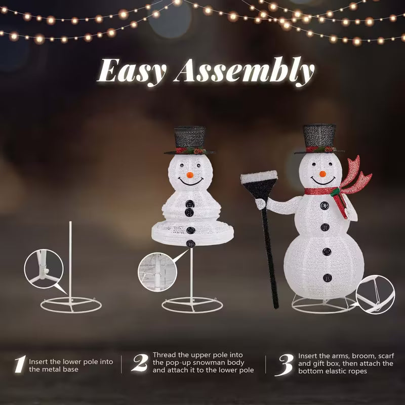 5 ft Illuminated Snowman with Collapsible Design