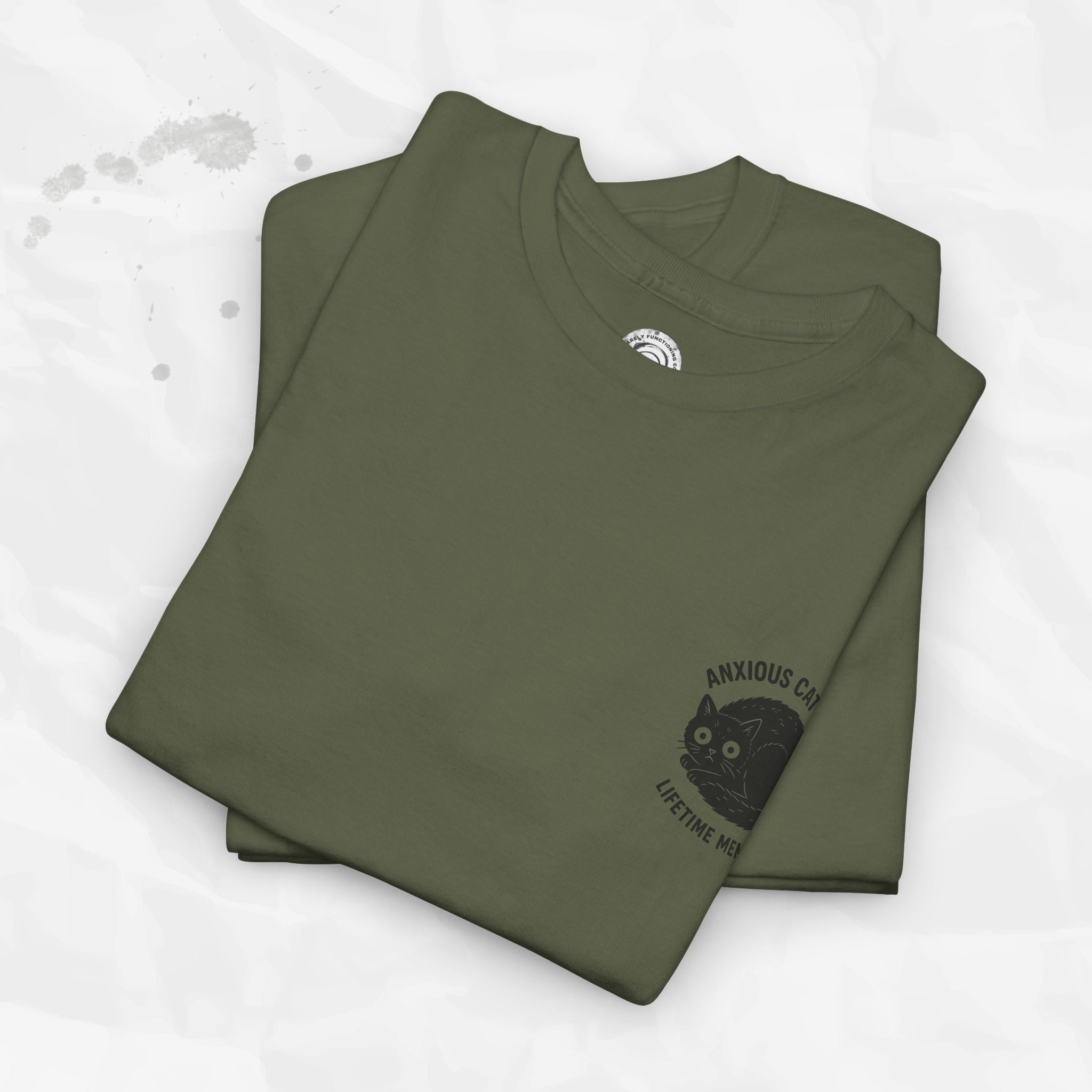 Anxious Cat Club – T-Shirt (Pocket Print)