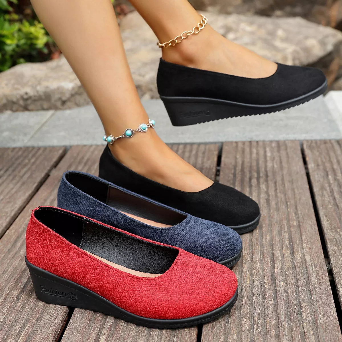 Wedge Heel Slip-On Loafers