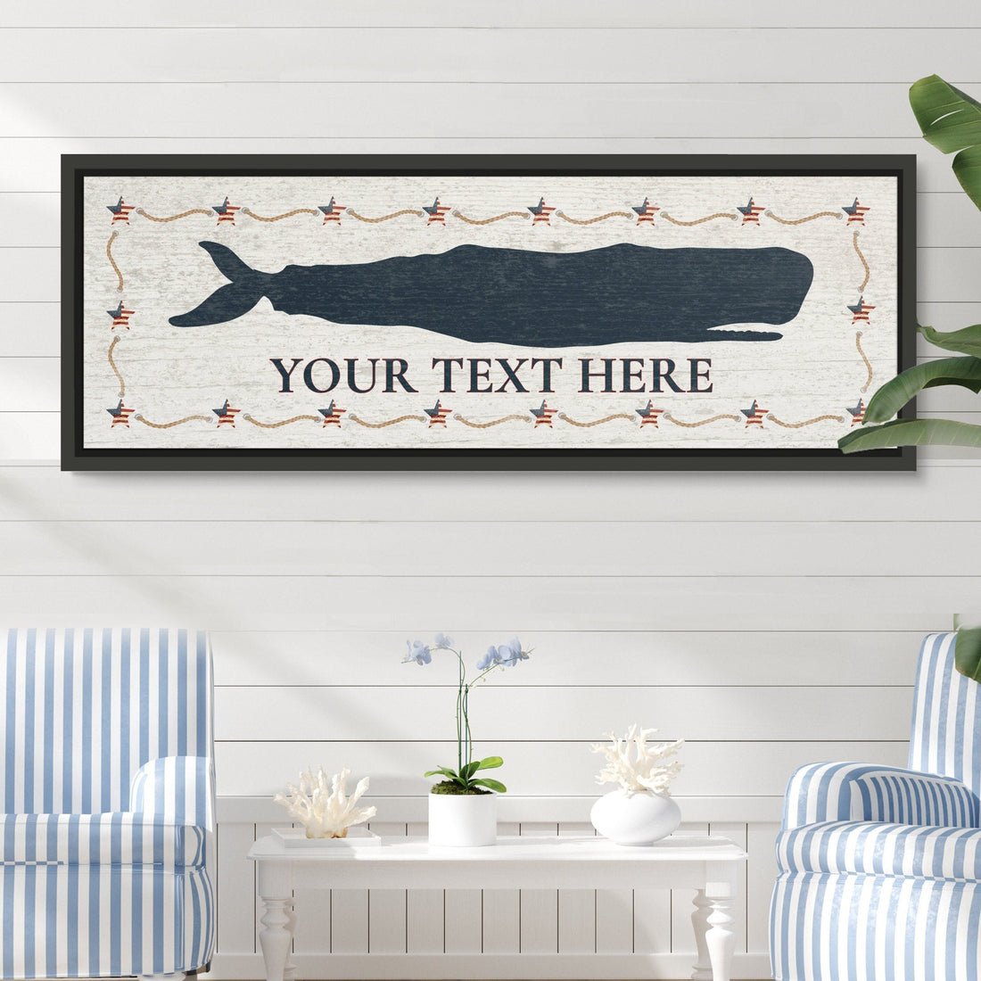 Personalized Whale Canvas Wall Art, Coastal Nursery Decor Sign