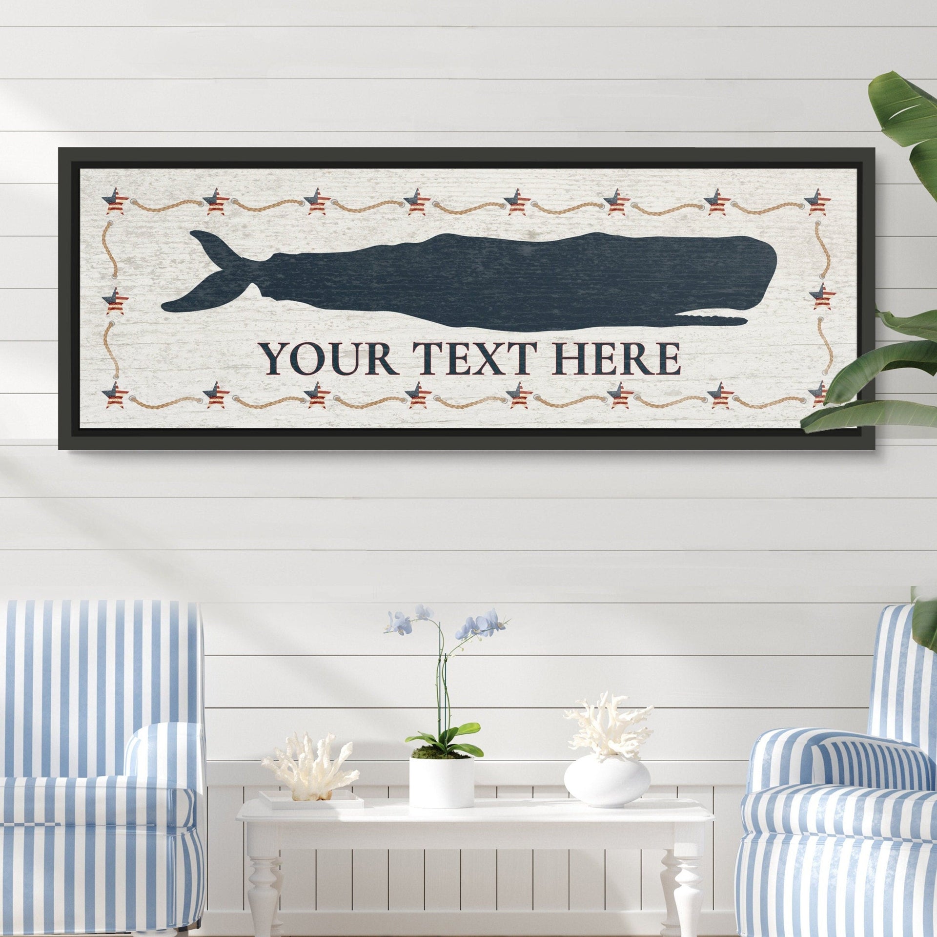 Personalized Whale Canvas Wall Art, Coastal Nursery Decor Sign