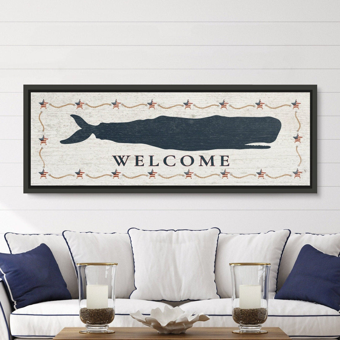 Personalized Whale Canvas Wall Art, Coastal Nursery Decor Sign