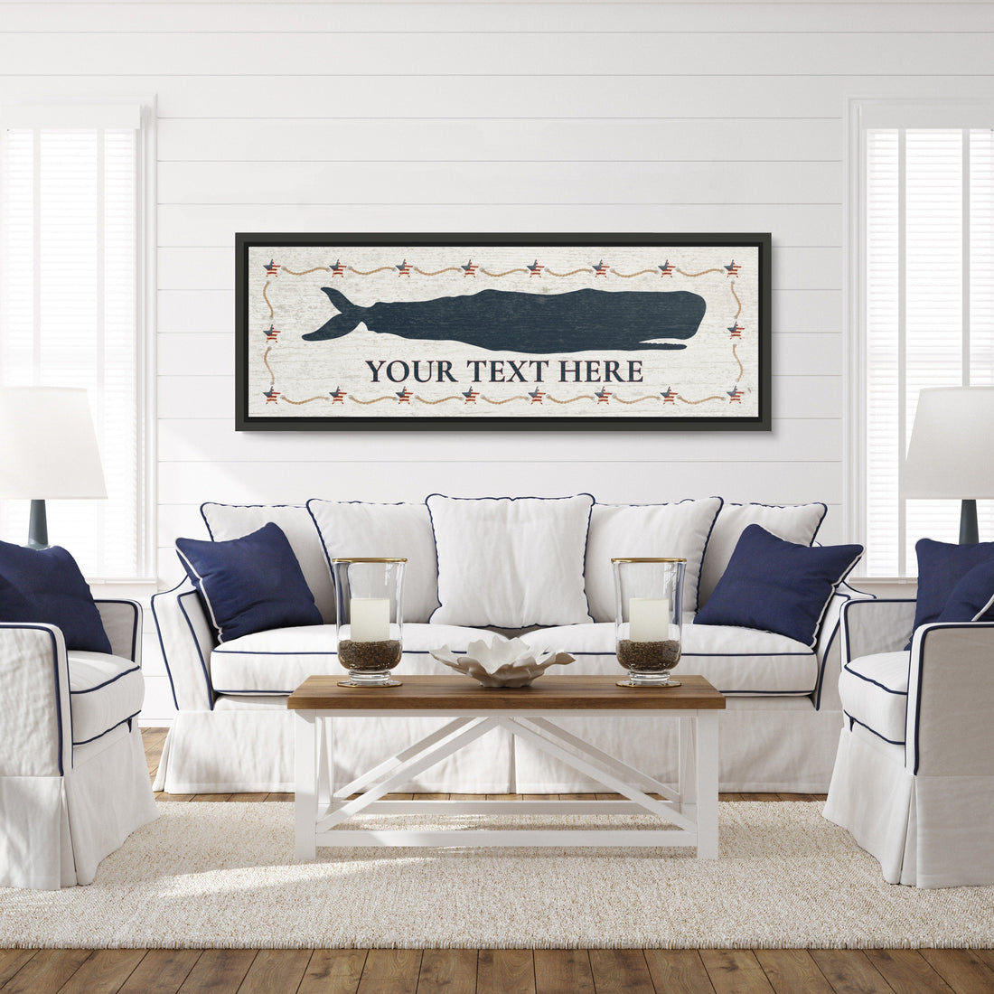 Personalized Whale Canvas Wall Art, Coastal Nursery Decor Sign
