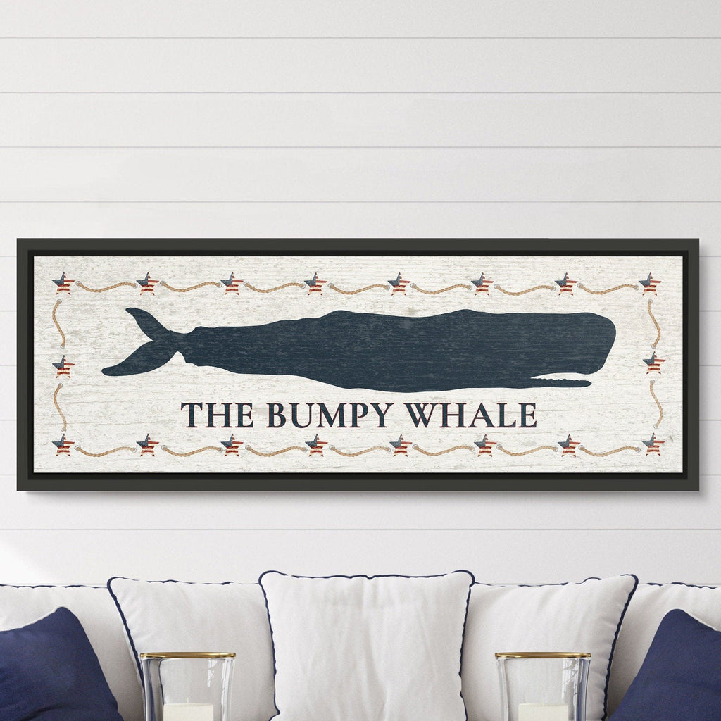 Personalized Whale Canvas Wall Art, Coastal Nursery Decor Sign