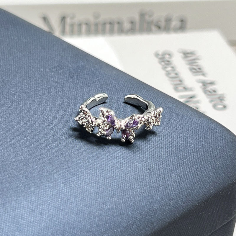 Purple Rhinestone Open Ring – Adjustable Sweet & Cool Statement