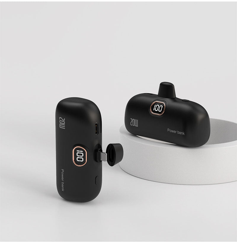 Mini Power Bank 2000/5000mAh Built Cable Portable Mobile Charger Fast Charger