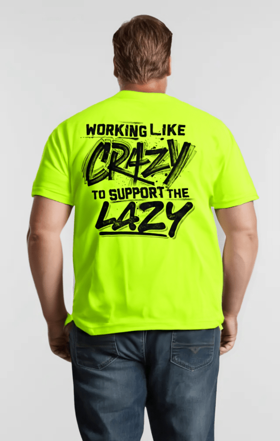 Crazy Graphic Print Safety Yellow T-Shirt for Men and Women - Image 4