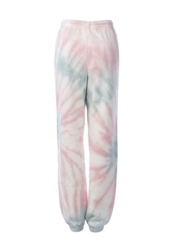 Tie-Dye Coral Joggers | Fleece Blend Lounge Pants