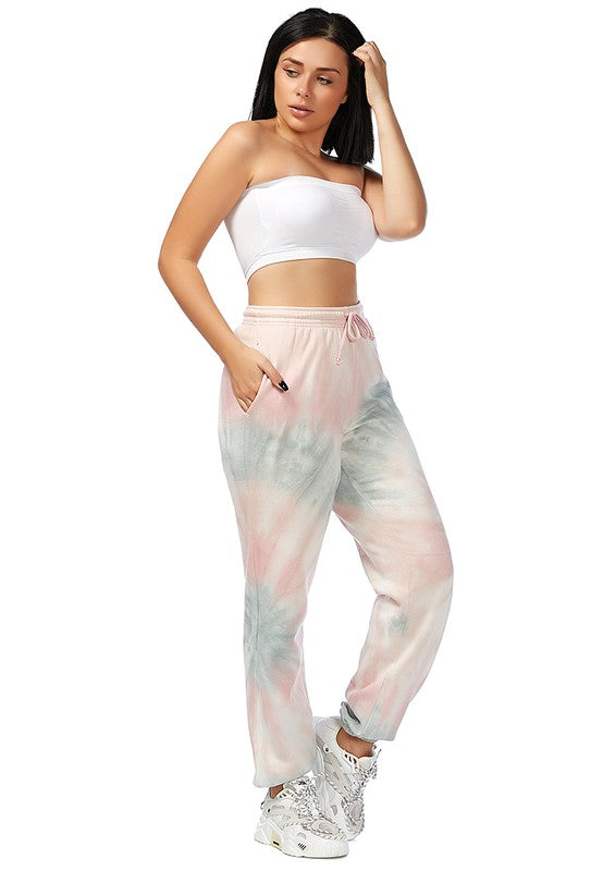Tie-Dye Coral Joggers | Fleece Blend Lounge Pants