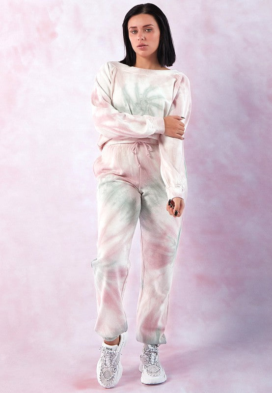 Tie-Dye Coral Joggers | Fleece Blend Lounge Pants