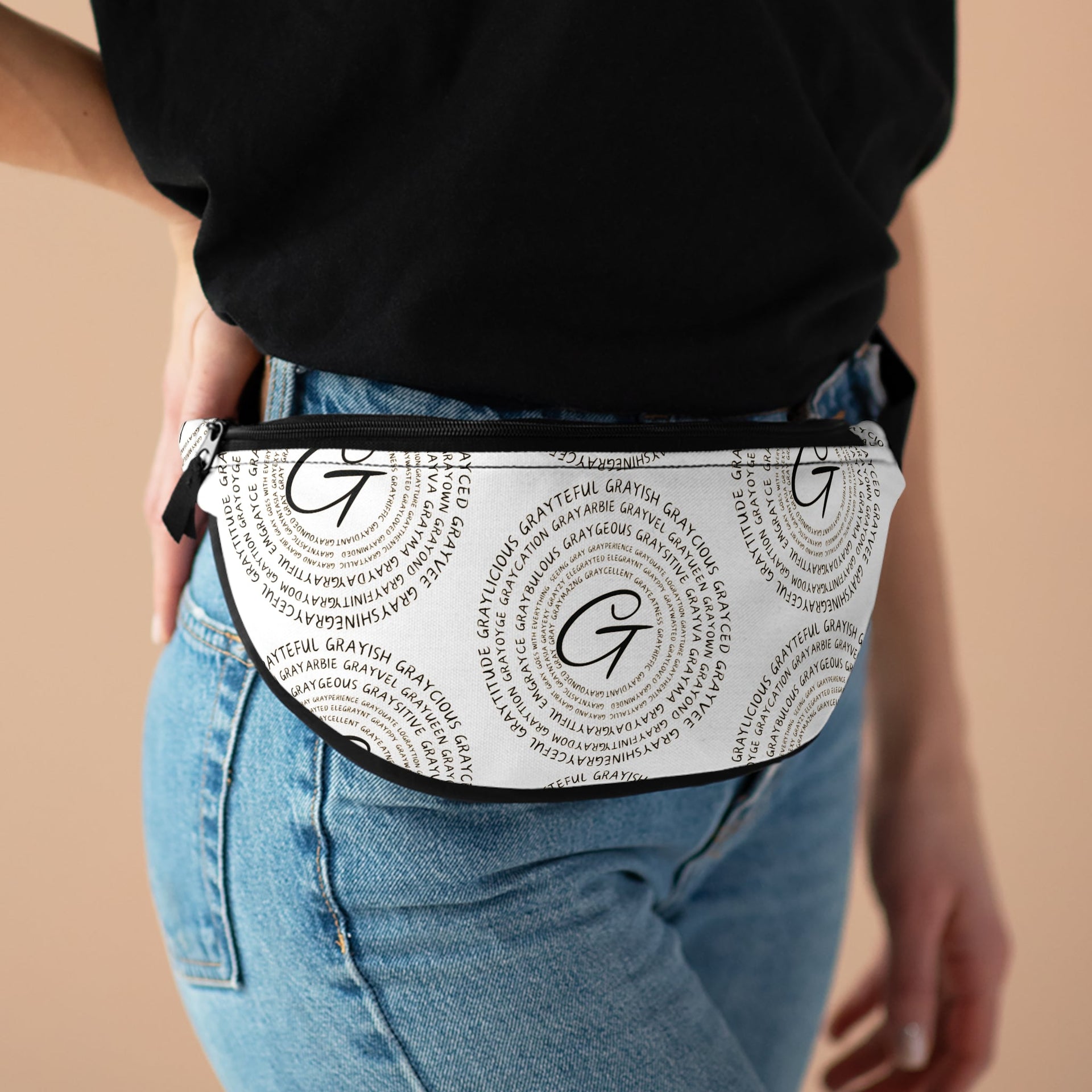 Compact fanny pack worn as a waist bag for hands-free convenience