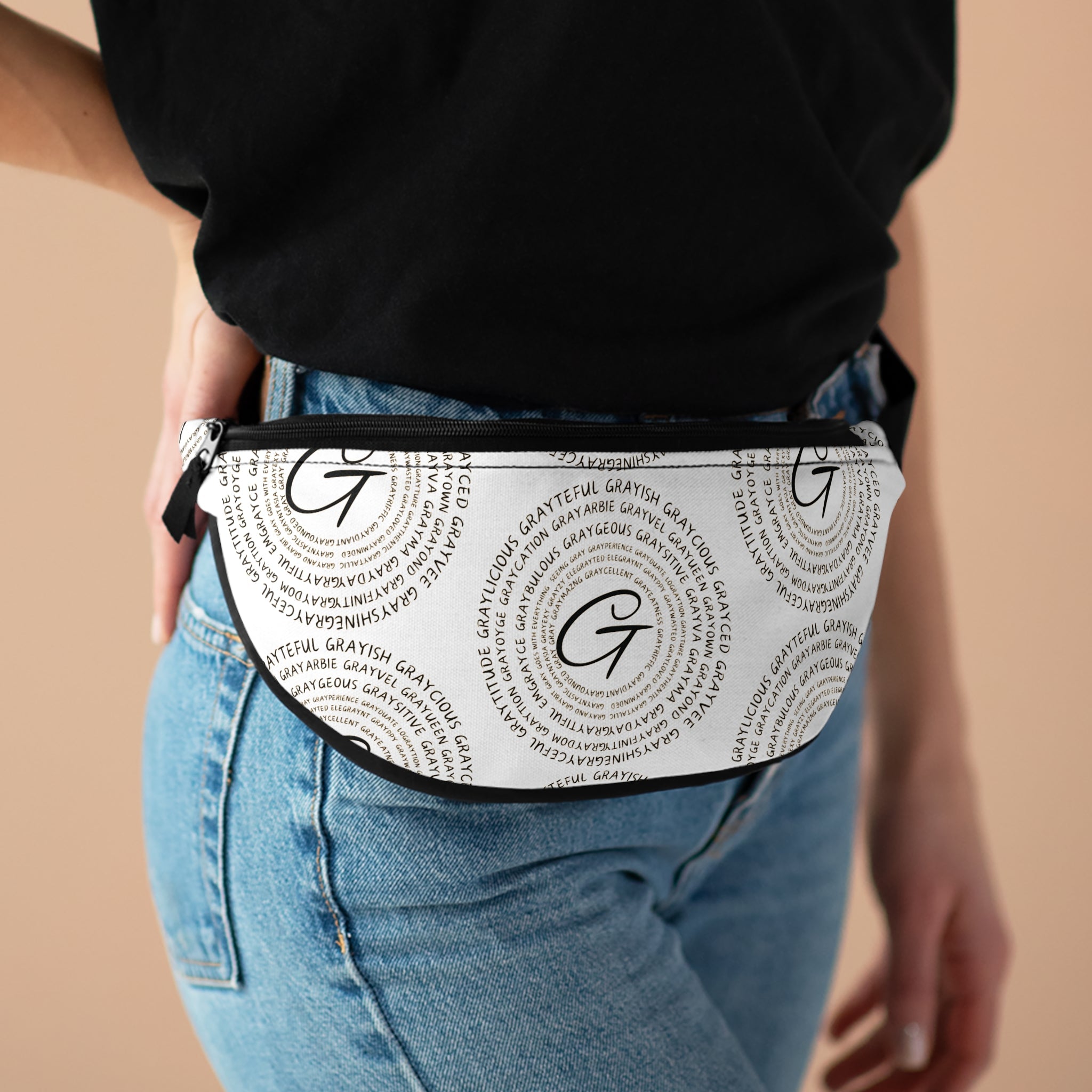 Compact fanny pack worn as a waist bag for hands-free convenience