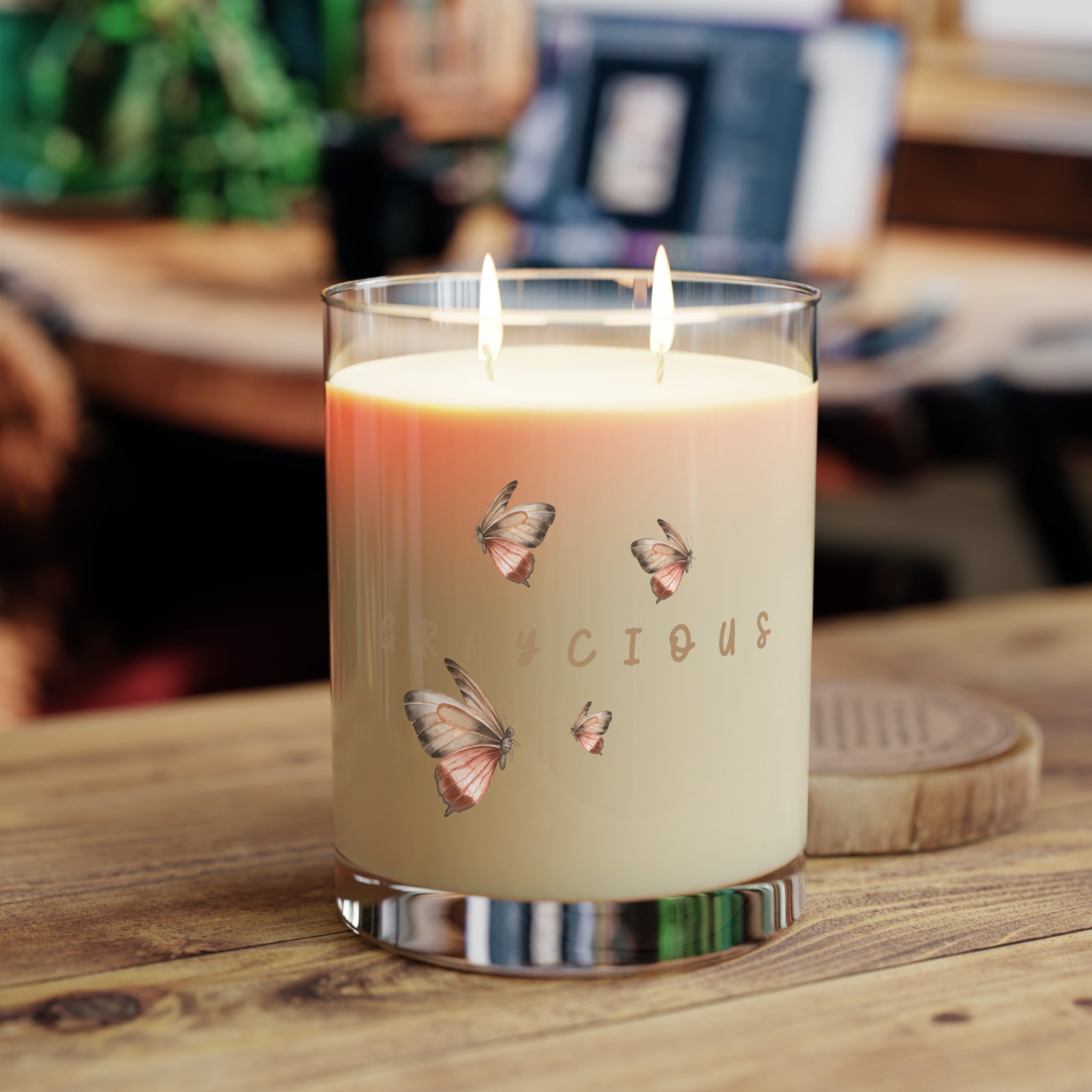 Butterfly Scented Soy Wax Candle in Glass Jar, Minimalist Decor