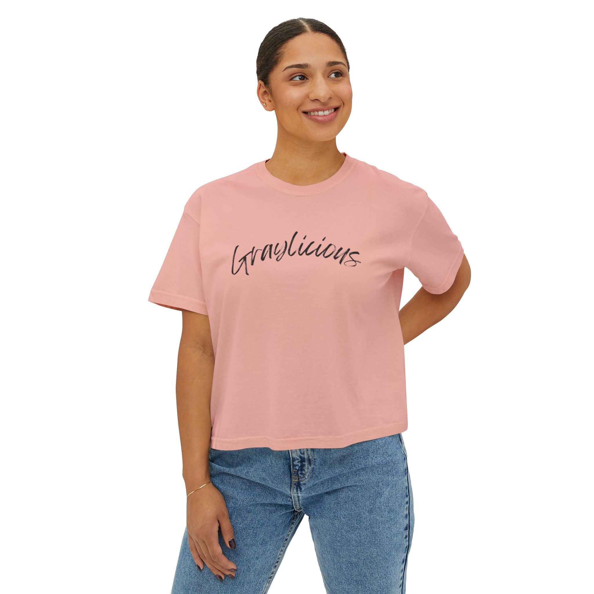 Women's Boxy Cotton Oversized Crewneck Short Sleeve Tee